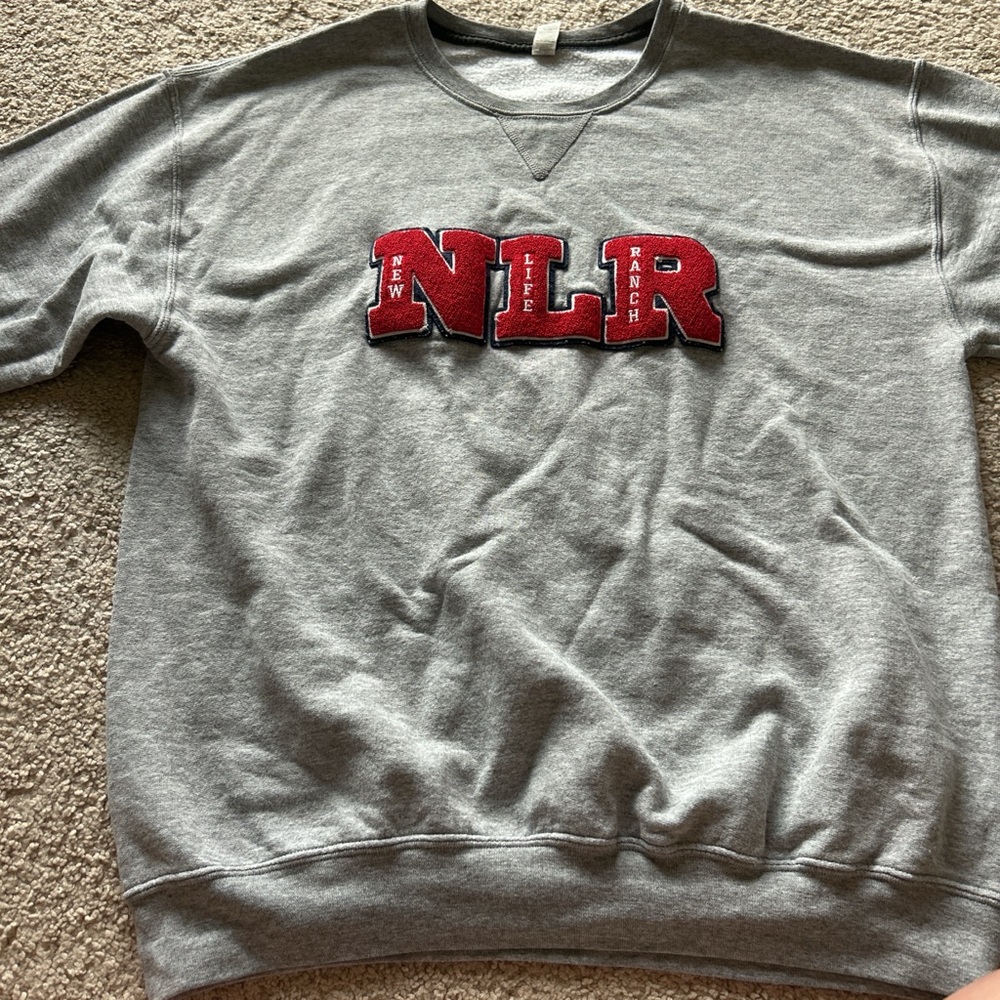 Fruit of the Loom Gray and Red Crewneck Sweater